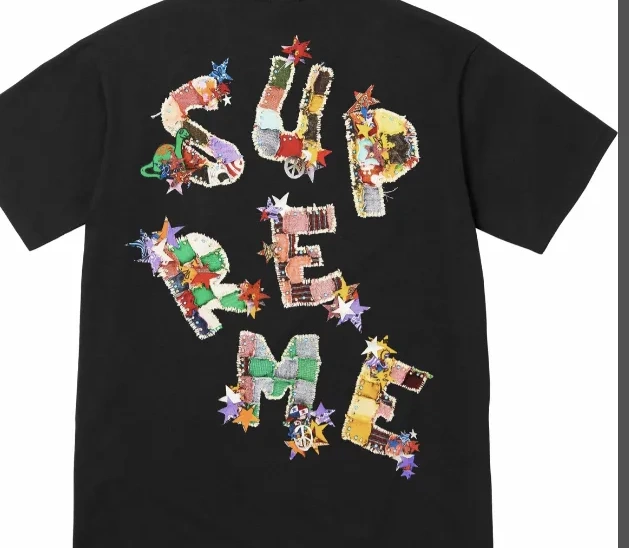 T-shirt Black Back Printed XL Logo M L Tee and White 24SS S Patchwork Letter Color 0925